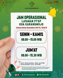 Penting! Simak Jadwal Terbaru Layanan PTSP KUA Karangmojo Selama Ramadan 1447 H
